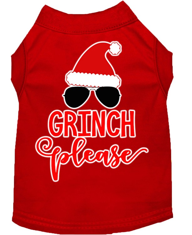 Grinch Please Screen Print Dog Shirt Red Med